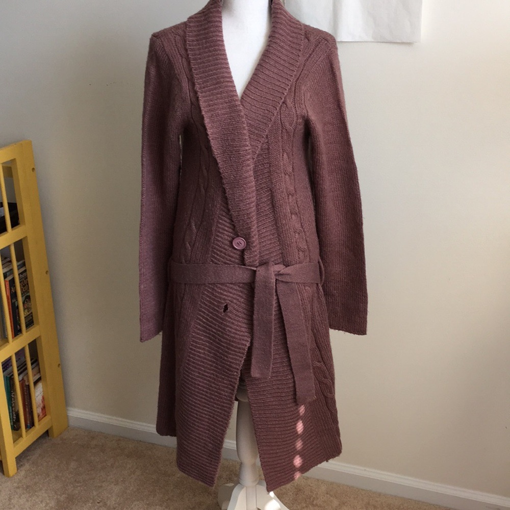 Zara purple wrap around long knit sweater